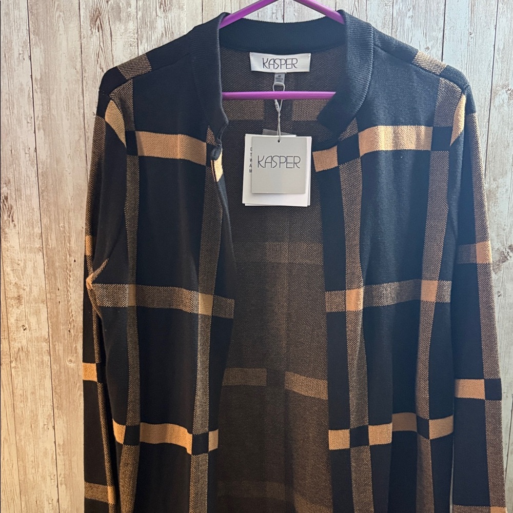 ✨KASPER Women's Black and Gold Plaid Blazer ✨